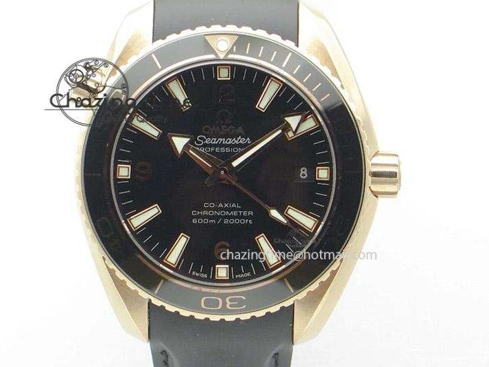 0522 Planet Ocean Professional Rose Gold Liquid Metal V6F 42mm On Black Rubber Strap A Vibrant 8266
